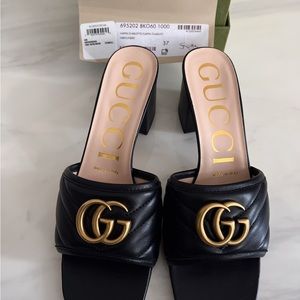 Brand new GUCCI double G heeled mules/ slides